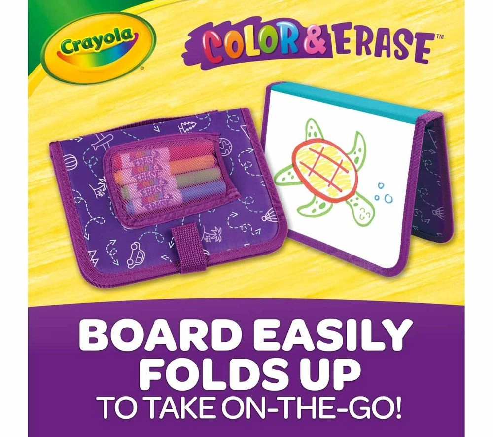 Color & Erase Reusable Travel Board - 4 Colour & Erase Washable Markers