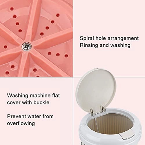 Portable Compact Washing, 8L 18W Mini USB Powered Portable Desktop Laundry Washer Ultrasonic Clothes Washing Machine for Camping Apartments Dorms College Rooms