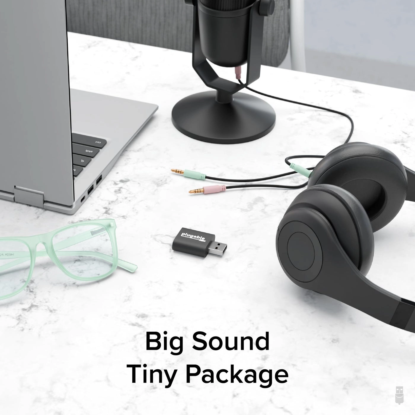 USB Audio Adapter for PC - 3.5mm Headphone & Microphone Jack Driverless