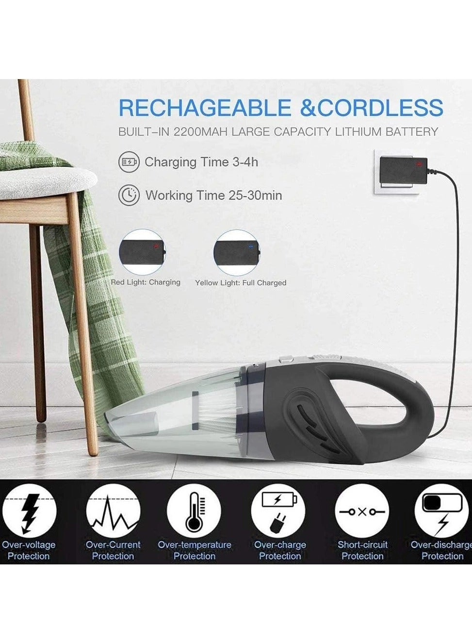 Handheld Vacuum - 8500PA Cordless Wet & Dry