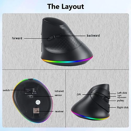 Vertical Ergonomic Mouse - Bluetooth/USB