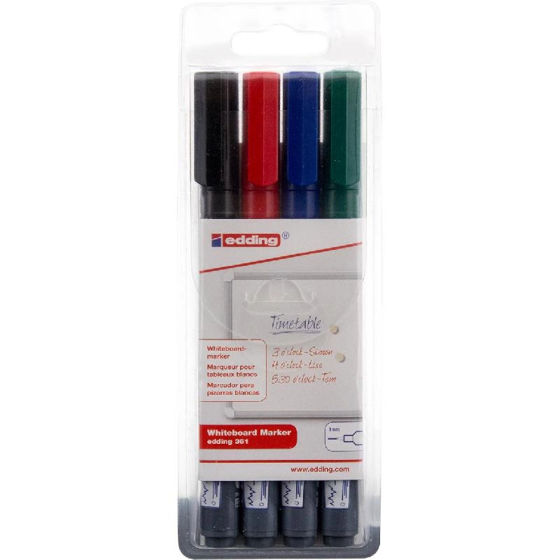 Edding 361 - Black Red Blue Green Fine Tip