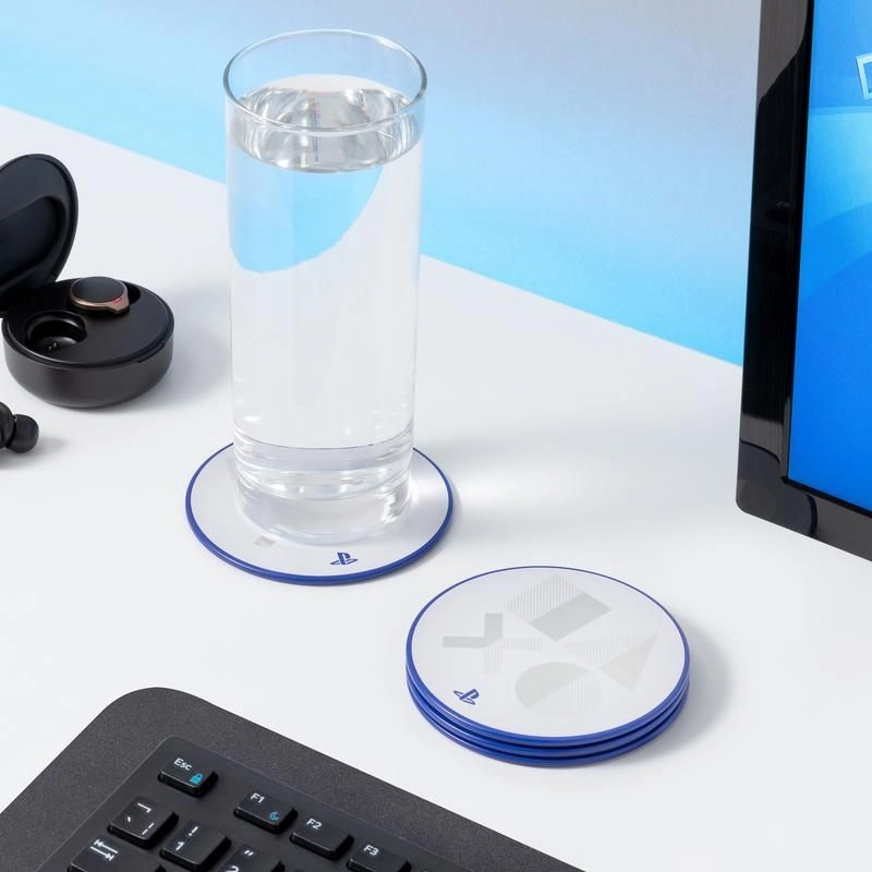 Metal Coasters PS5 - Set of Four Cork Backing