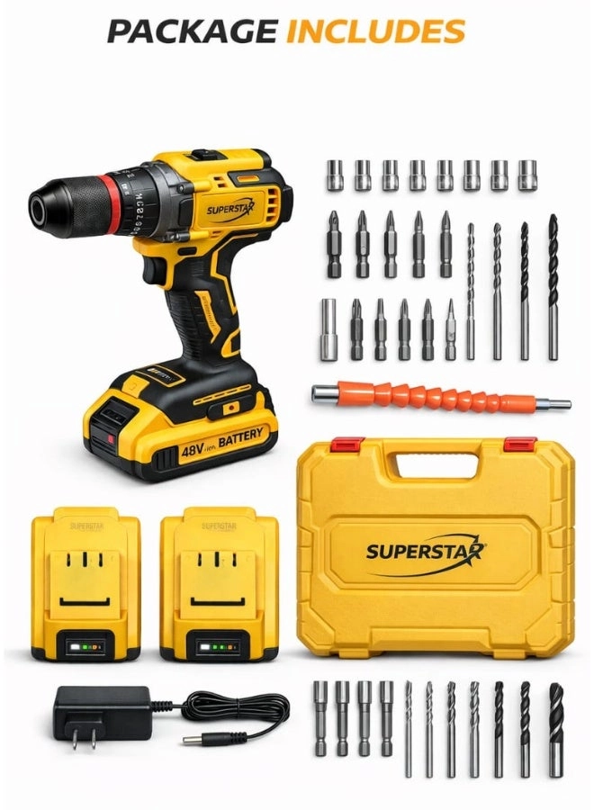 Cordless Drill Driver - 48V 2x21V 7500mAh Kit