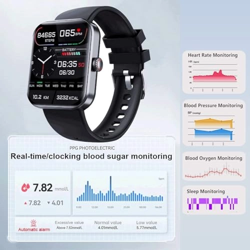 Smartwatch - 1.35" HD Blood Glucose 100+ Sports Modes