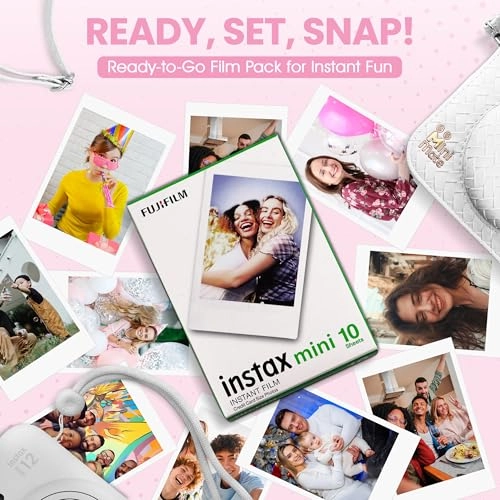 Instax Mini 12 - Clay White + Carrying Case + Instax Mini Film - 40 Sheets + Photo Album - 64 Pockets