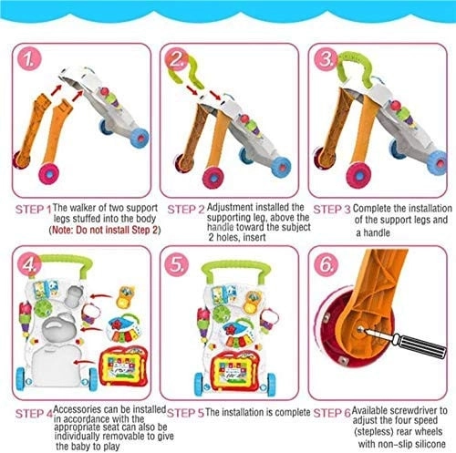 Baby Walker Learning Trolley - Adjustable Speed Musical Drawing Board