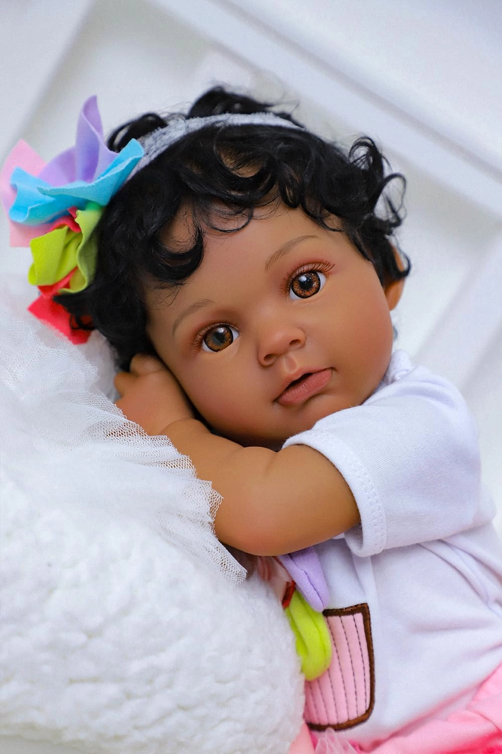 SCOM Anna Reborn Baby Doll - 20 inches Vinyl Black girl Ages 3+