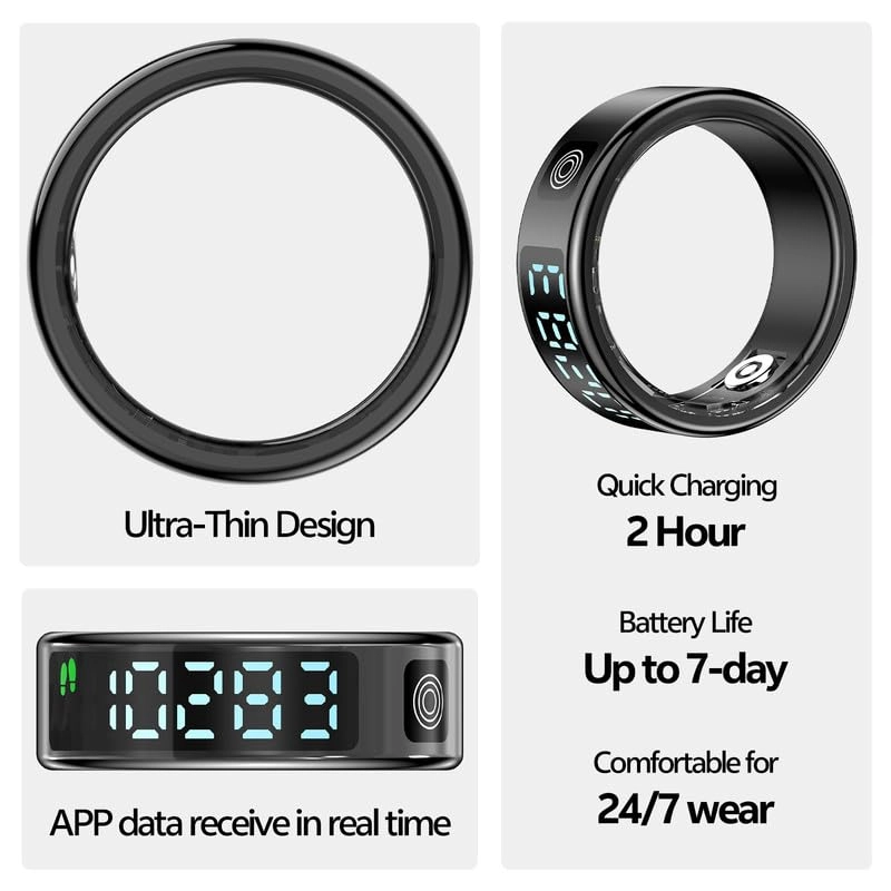 Smart Ring Health Tracker - 24/7 Heart Rate Monitor IP68 Waterproof