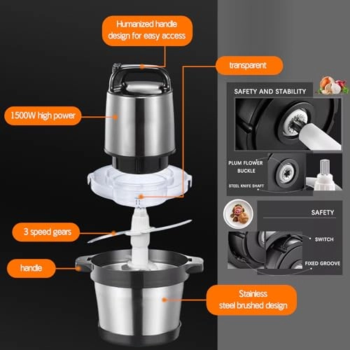 Electric Grinder Chopper Mincer - 6L 1500W