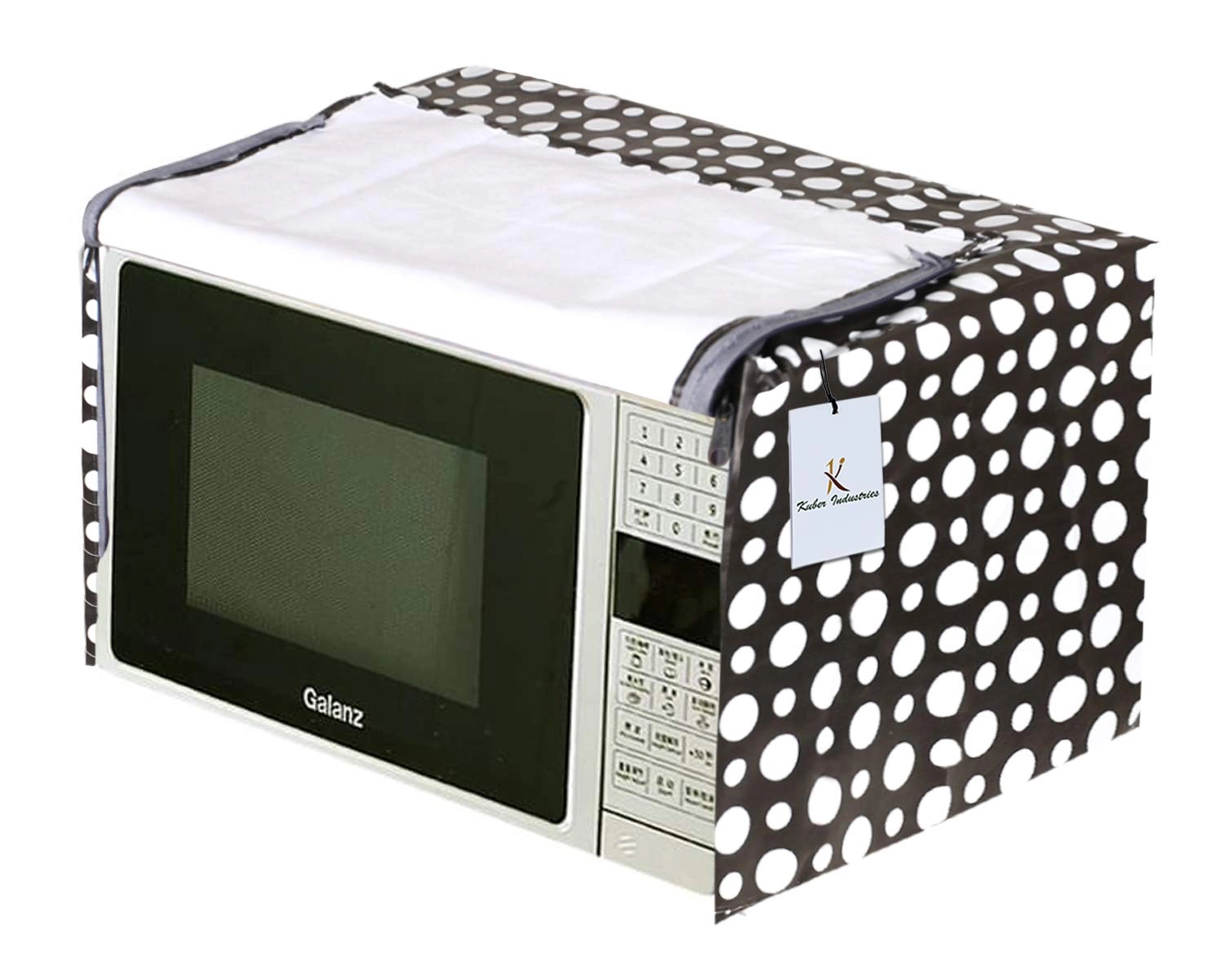 Kuber Industries Dots Design PVC Microwave Oven Full Closure Cover - 30 Litre Grey