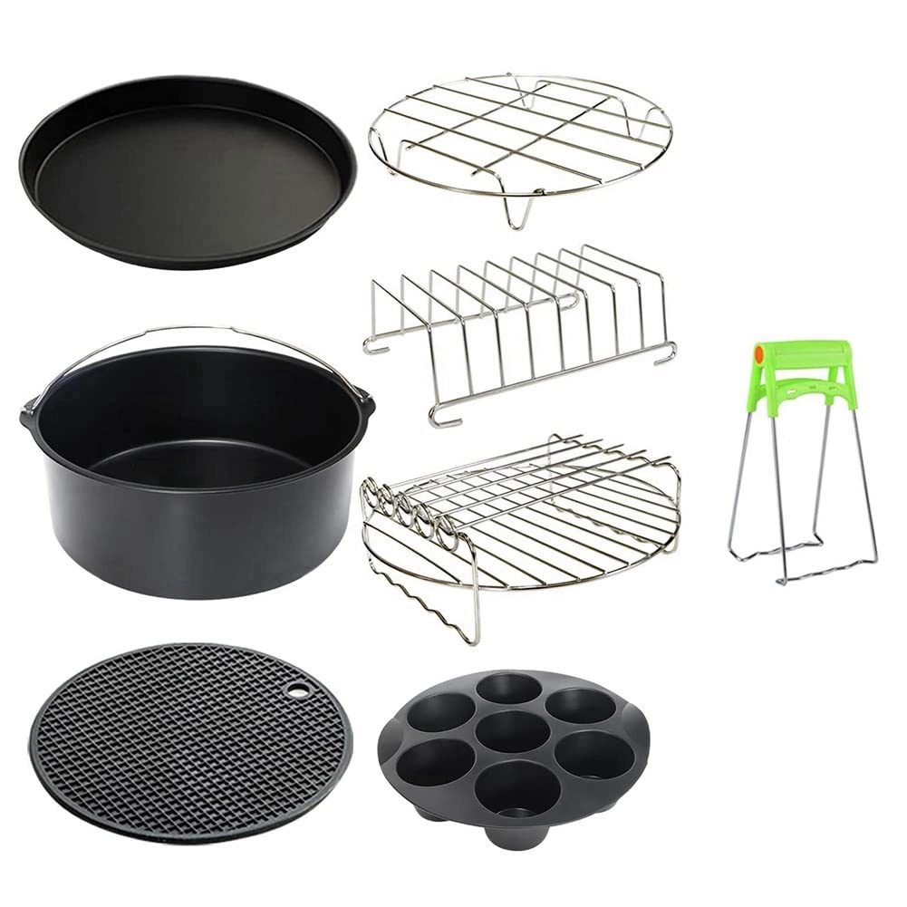 DMUNIZ Cake Barrel + Pizza Pan + Silicone Mat + Stainless Steel Holder + Skewer Rack + Bread Shell - Silicone Stainless Steel Carbon Steel 6pcs