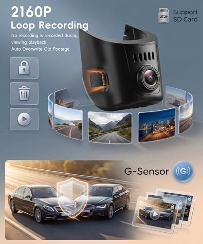 Dashcam - 4K (3840 x 2160 pixels) + 1080p (1920 x 1080 pixels)