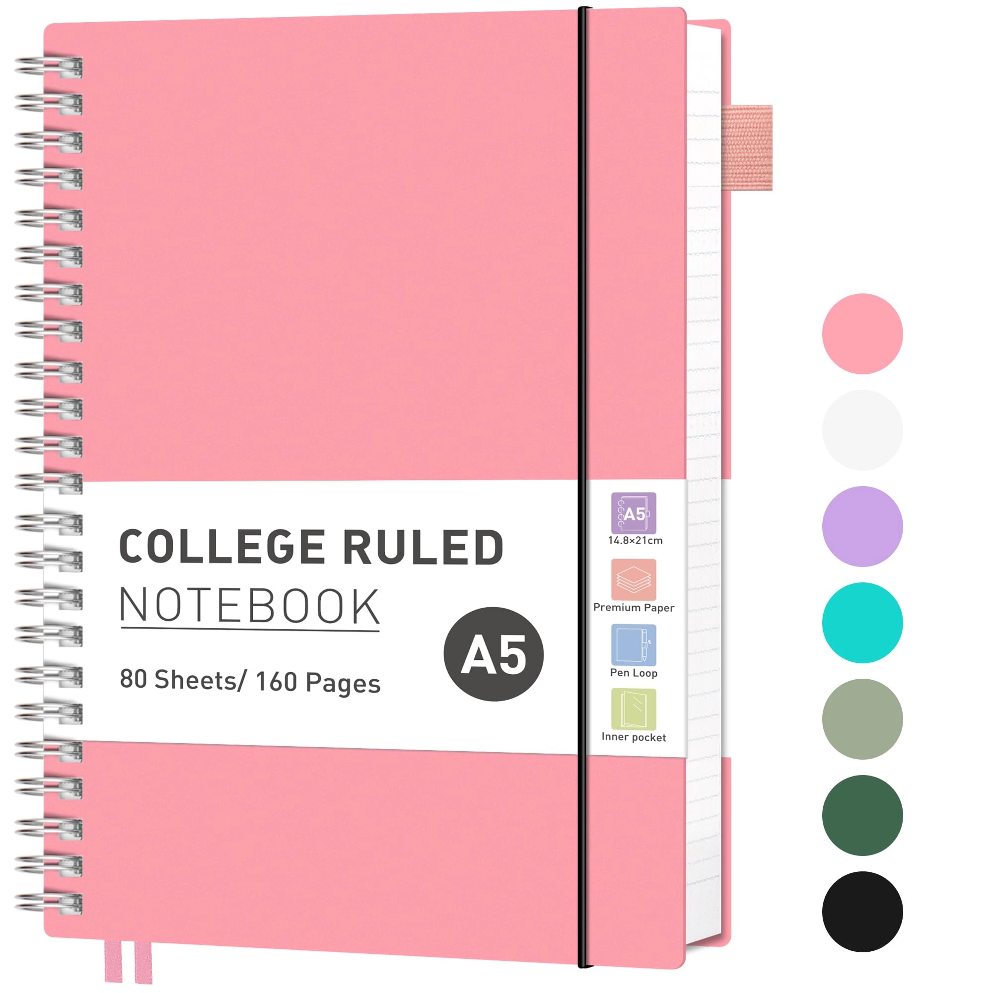 Notebook A5 Spiral - Lined 80 Sheets