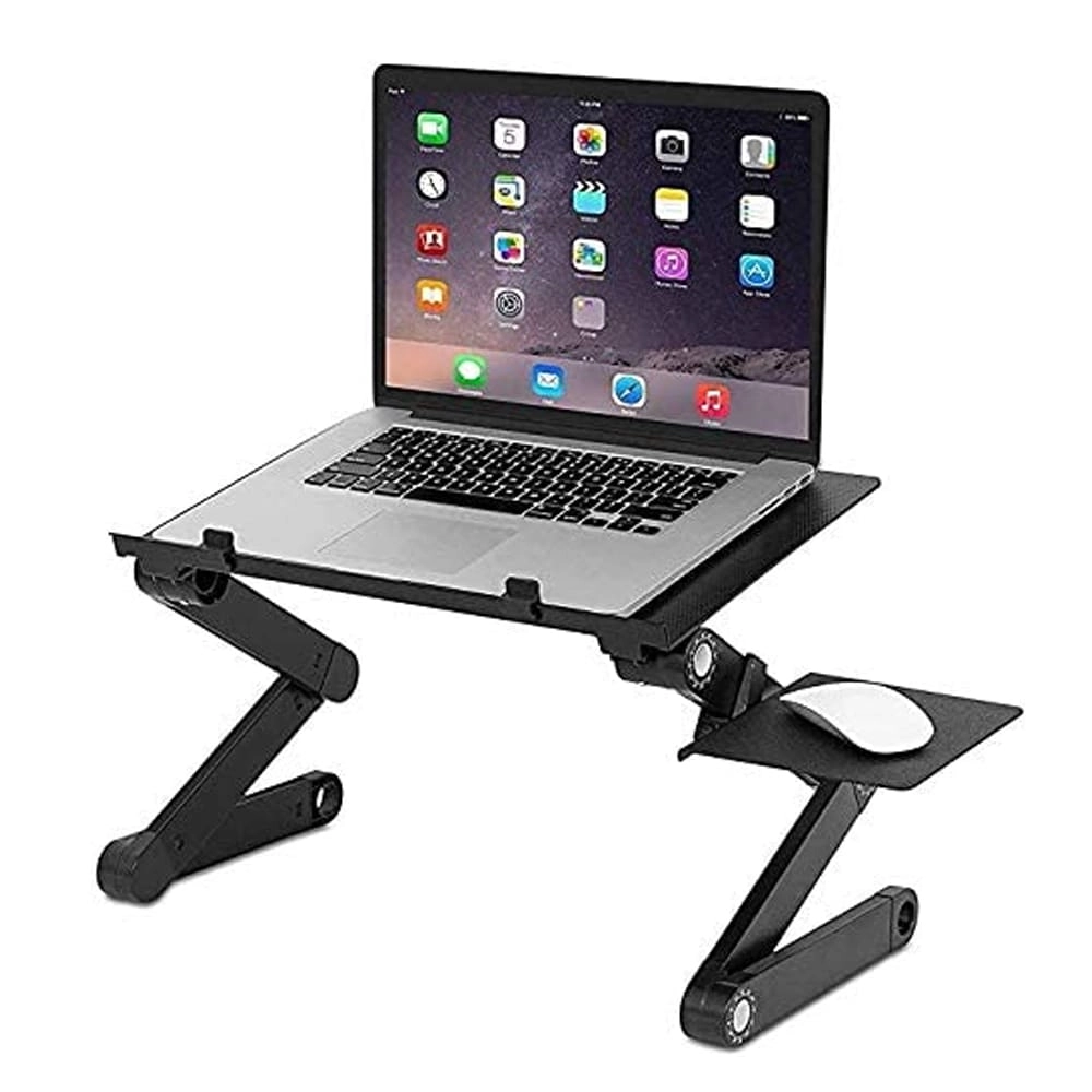 AMERTEER Portable Adjustable Aluminum Laptop Desk/Stand/Table - Light Weight Vented With Fans Mouse Pad Side Mount