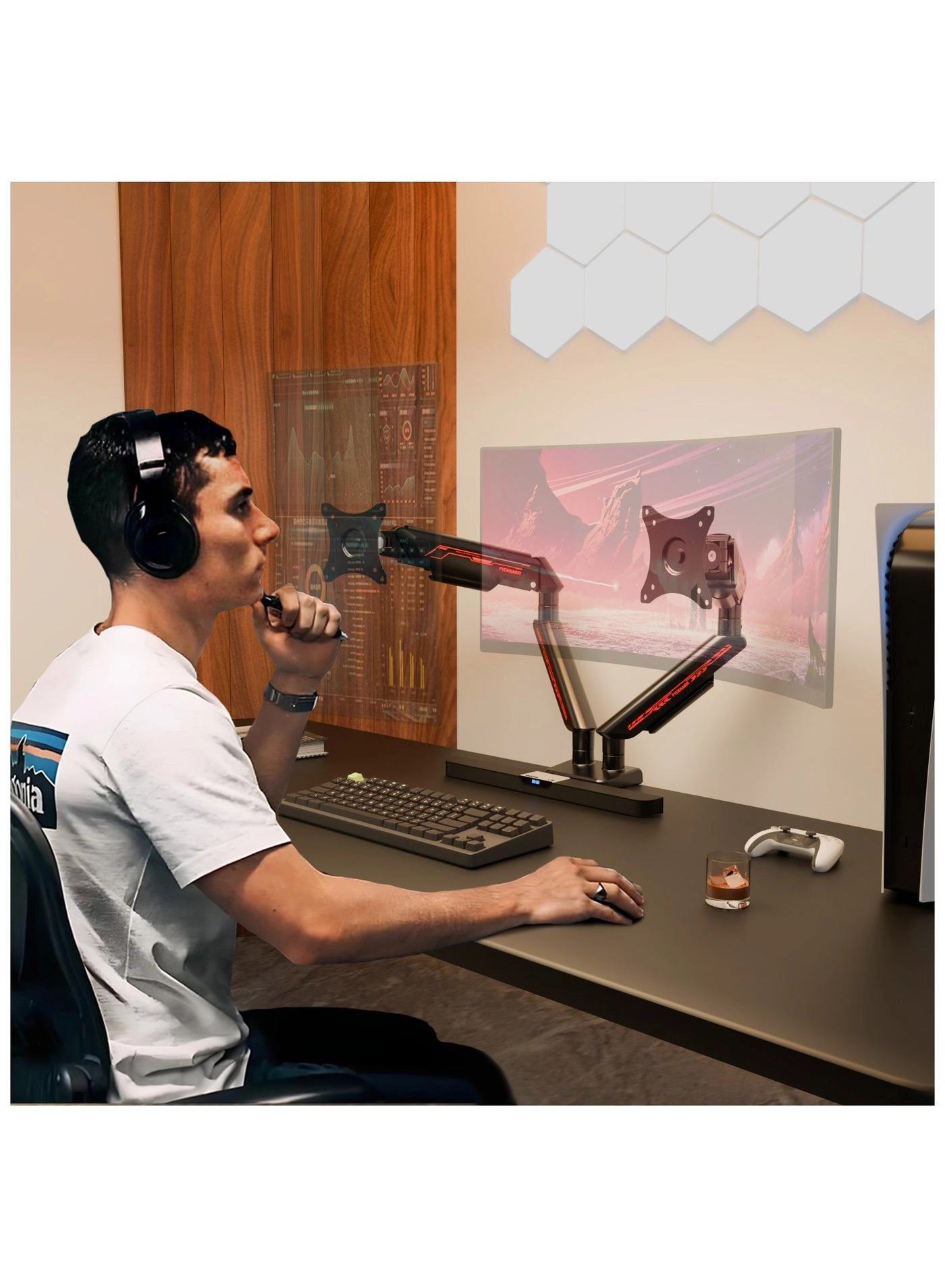 PC Monitor Arm - Dual Arm 17-35 inches 75x75mm 100x100mm