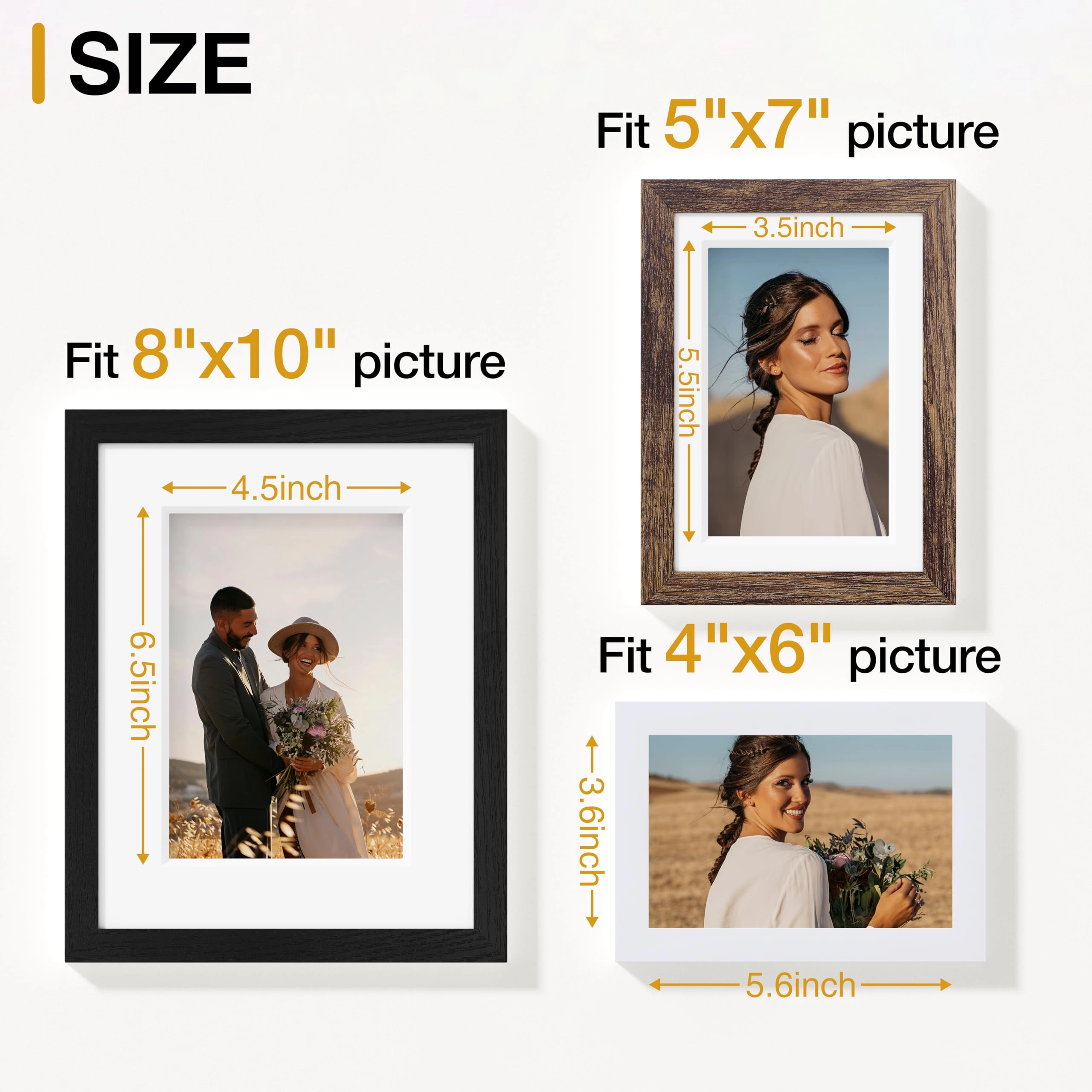 Picture Frames Set - 10 Pack Rustic Grey