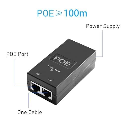POE Injector - 48V±15% 15.4W 1 IEEE802.3i 100 Megabits Per Second