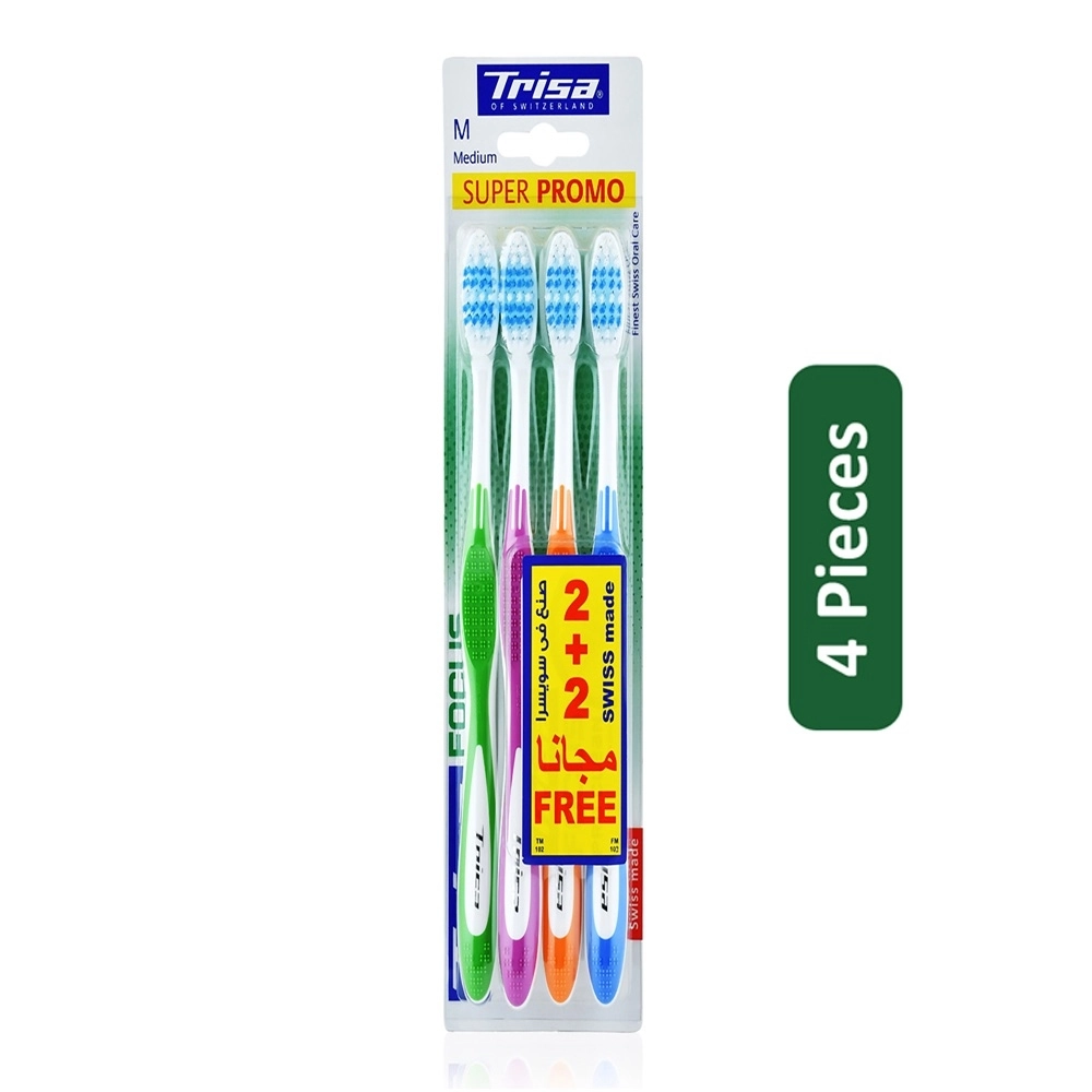Trisa Focus Pro Clean Toothbrush - Medium 4-Piece Pack