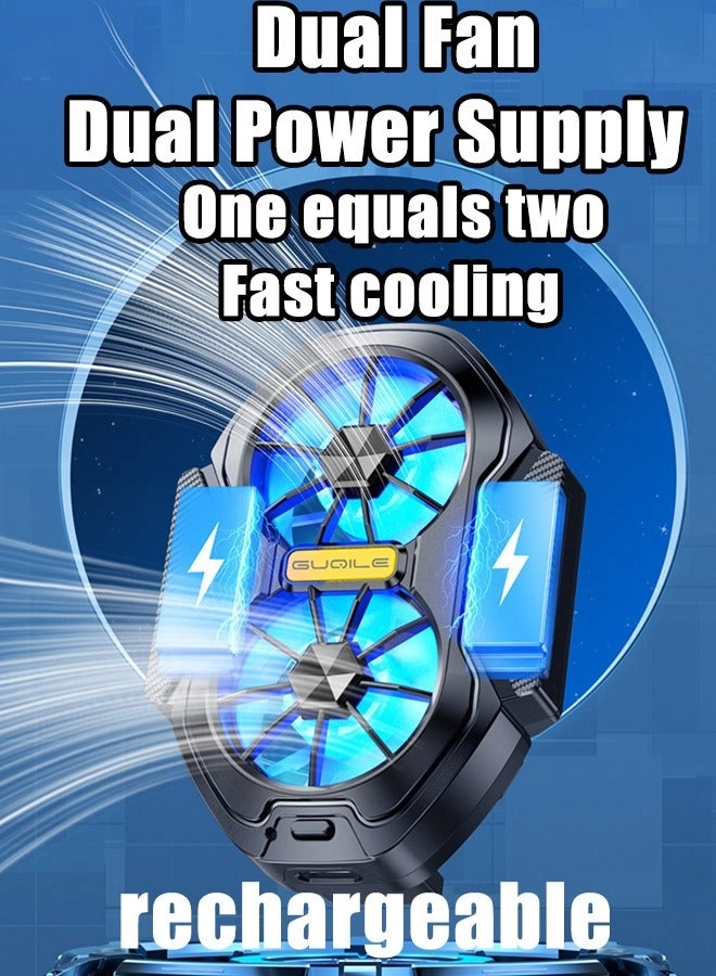 Phone Cooler - Dual Fan LED USB Rechargeable