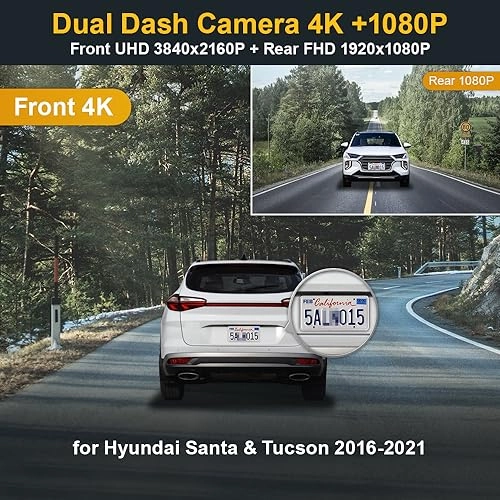 2016-2021= Front 4K and Rear 1080P - 3840 X 2160 for Hyundai Tucson 2016-2021