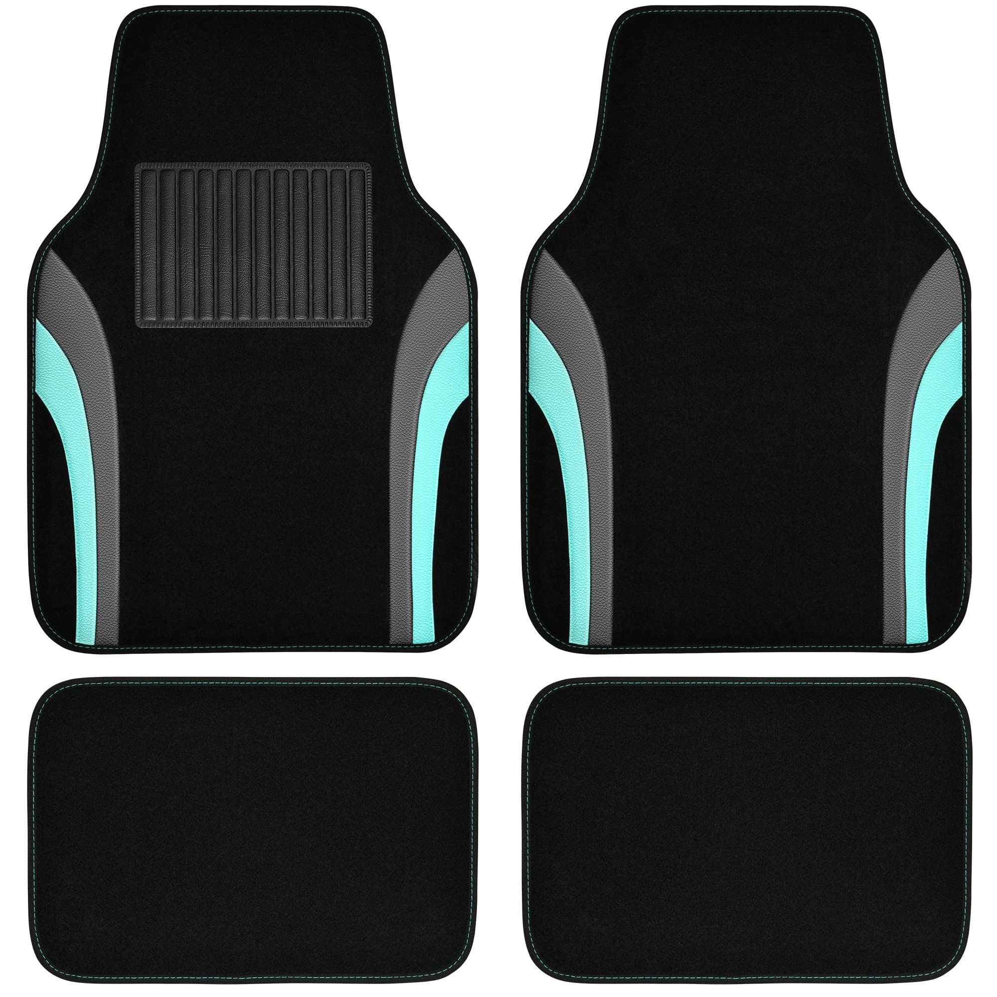Universal Fit Car Floor Mats - Set of 4pcs Black and Burgundy