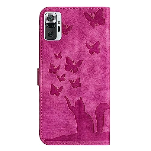 Cute Cat Case Wallet Embossed Flip Cover - PU Leather TPU for Xiaomi Redmi Note 10 Pro