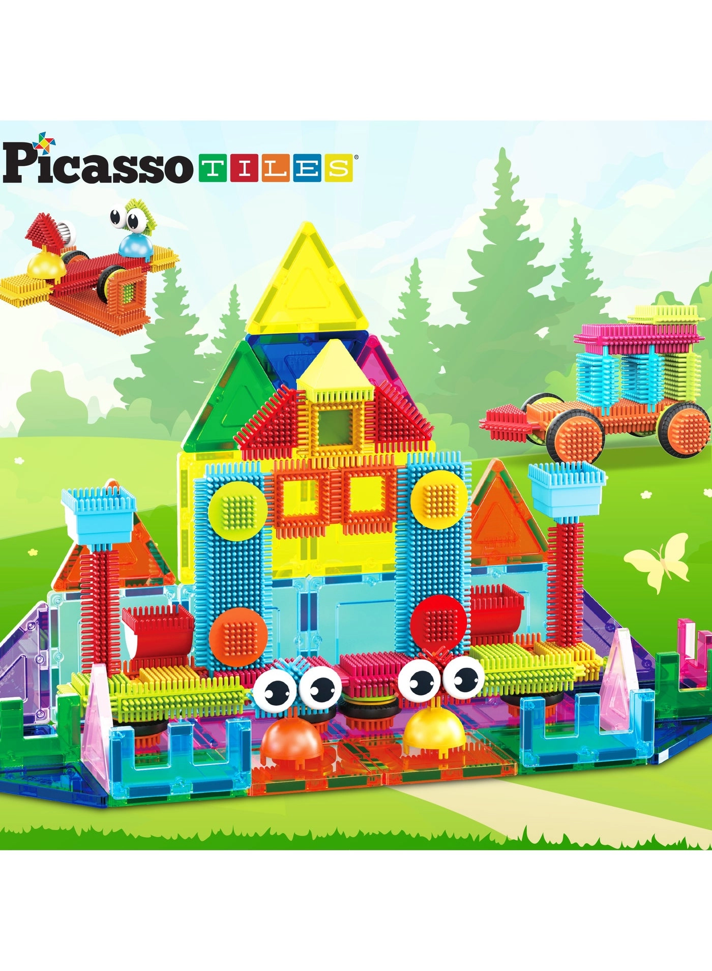 Magnetic Tiles and Soft Hedgehog Building Block Set - 75 pcs