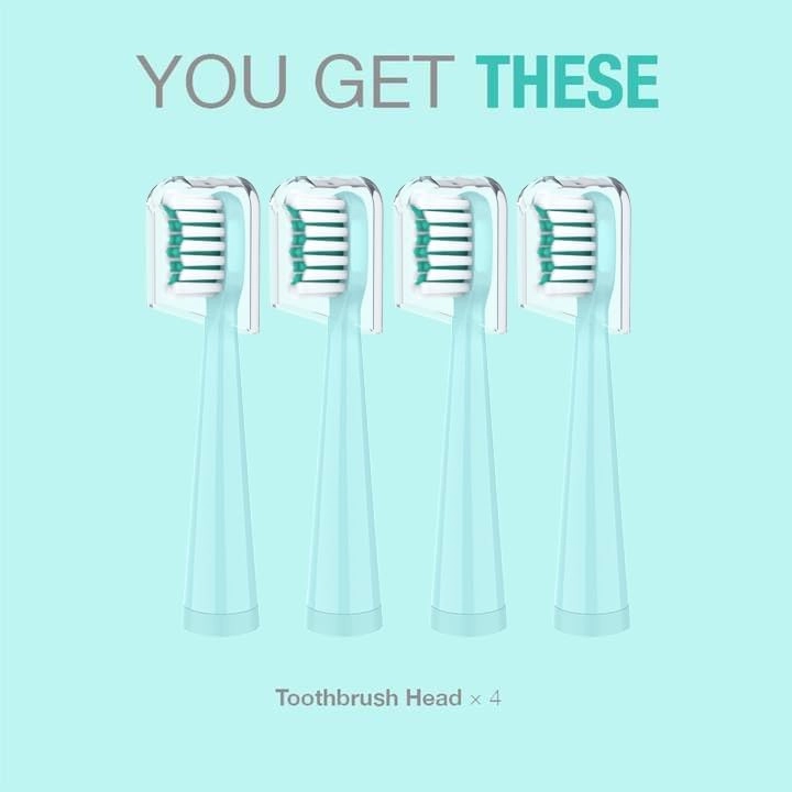 Sonic Kids Electric Toothbrush Replacement Heads - 7X More Plaque Removal Pink 4 Pack