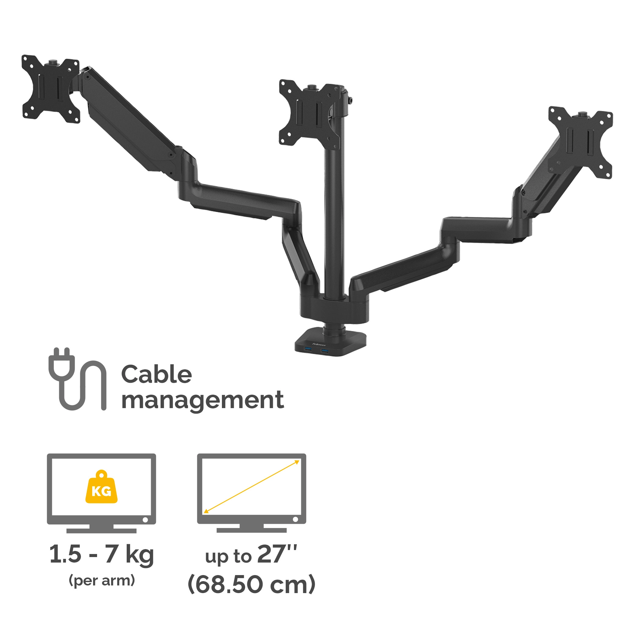 Platinum Series Triple Monitor Arm - 27Inch