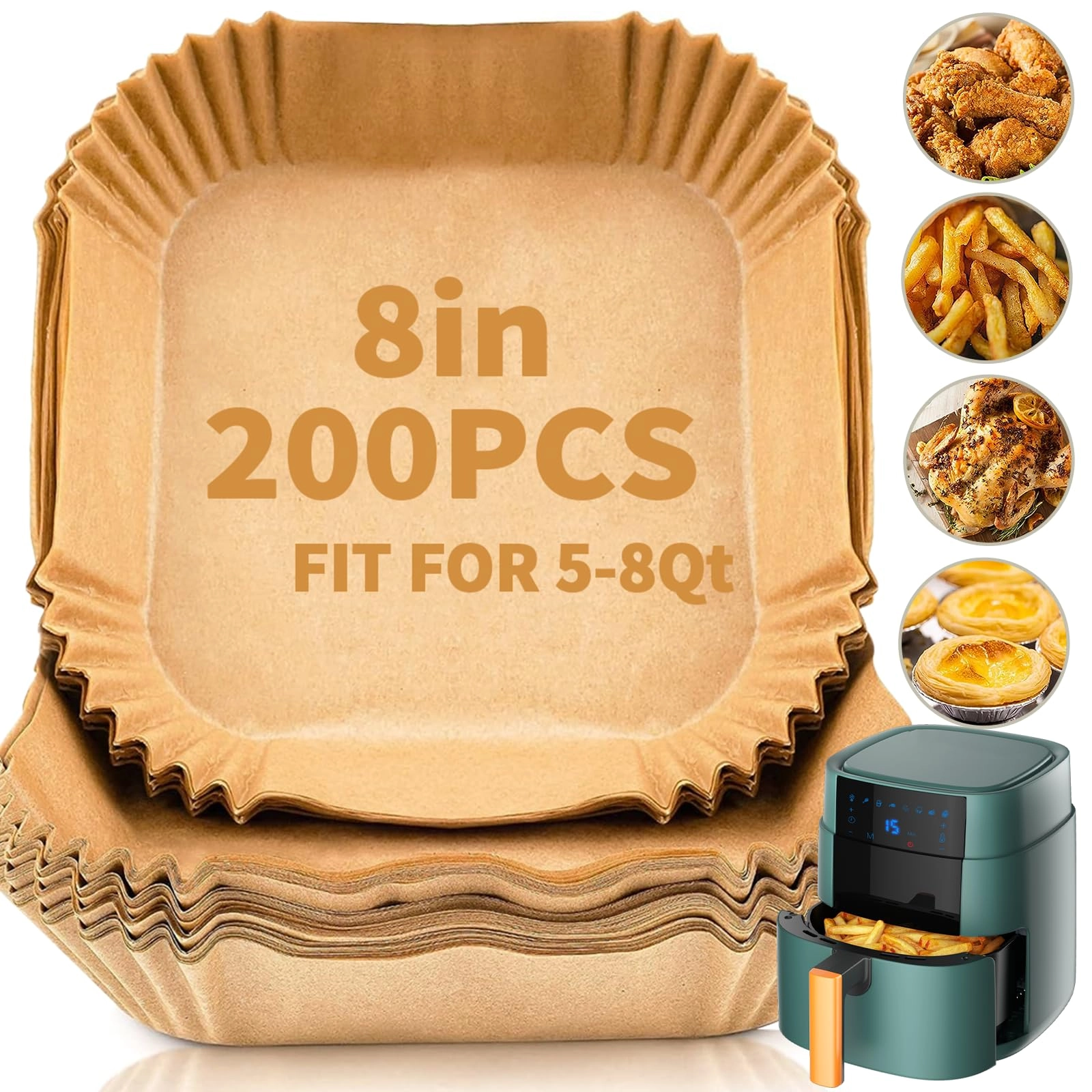 DSMY Air Fryer Liners - Wood 200 PCS