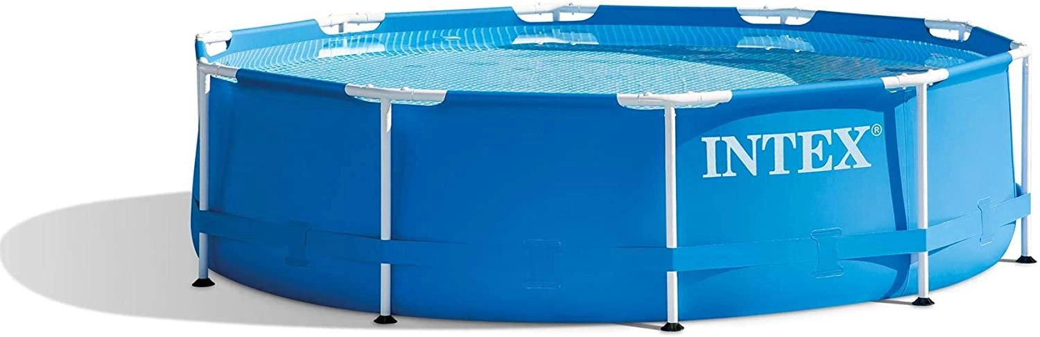 Intex India 10 Foot x 30 Inch Round Metal Frame Backyard Above Ground Swimming Pool - 1185 Gallons