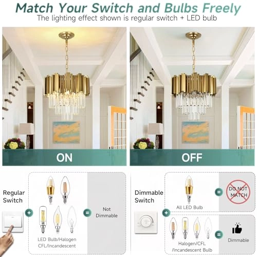 Modern Gold Crystal Chandelier - 40 cm E14