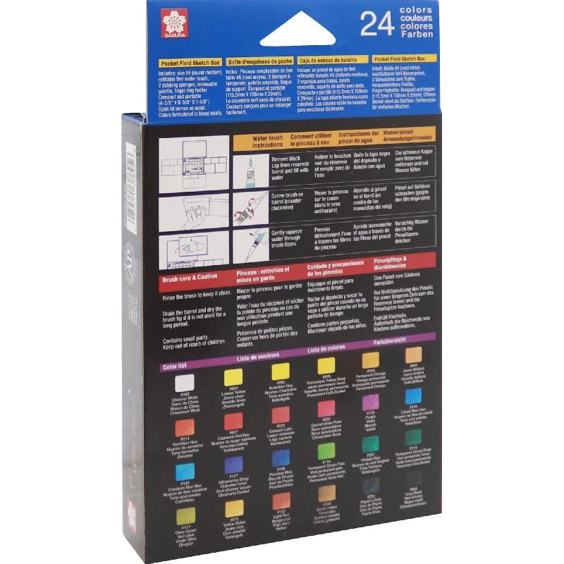 Pocket Field Sketch Box - 24 Colors + Brush;Palette