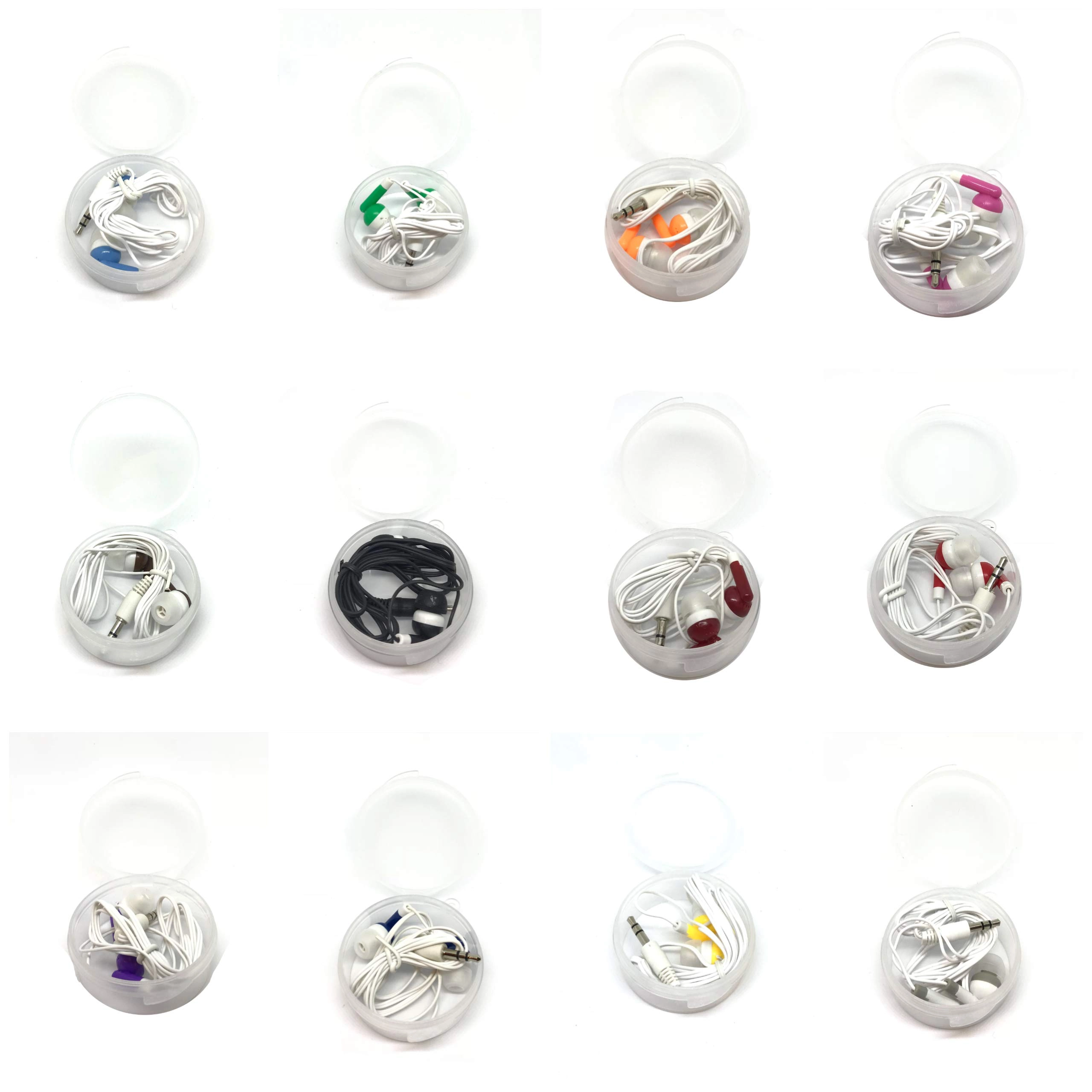 TFD Supplies Earbuds for Universal - 50 Pack Hard Shell Case 3.5mm Stereo