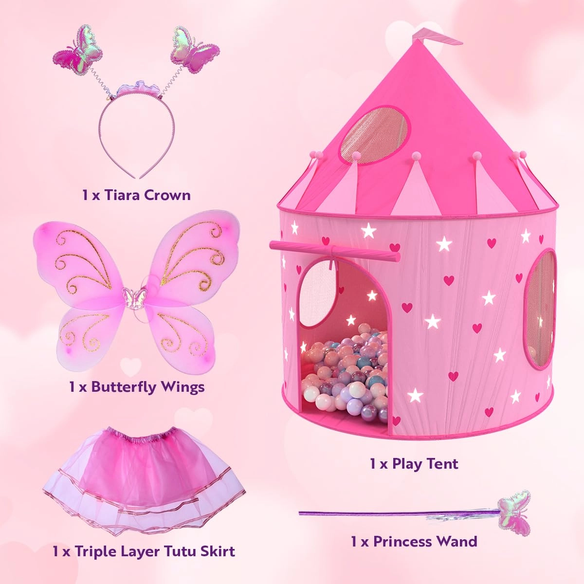 Princess Castle Pop Up Tent - Pink Foldable