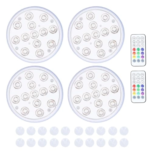 Submersible LED Pool Lights - 4Pcs IP68 16 Colors
