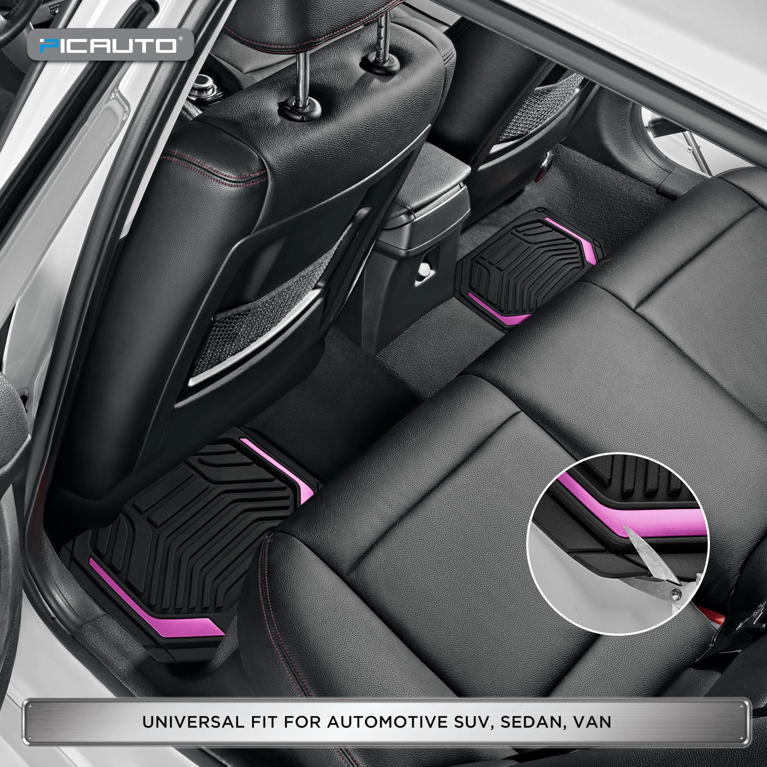 Heavy Duty Rubber Floor Mats - Pink Universal Fit