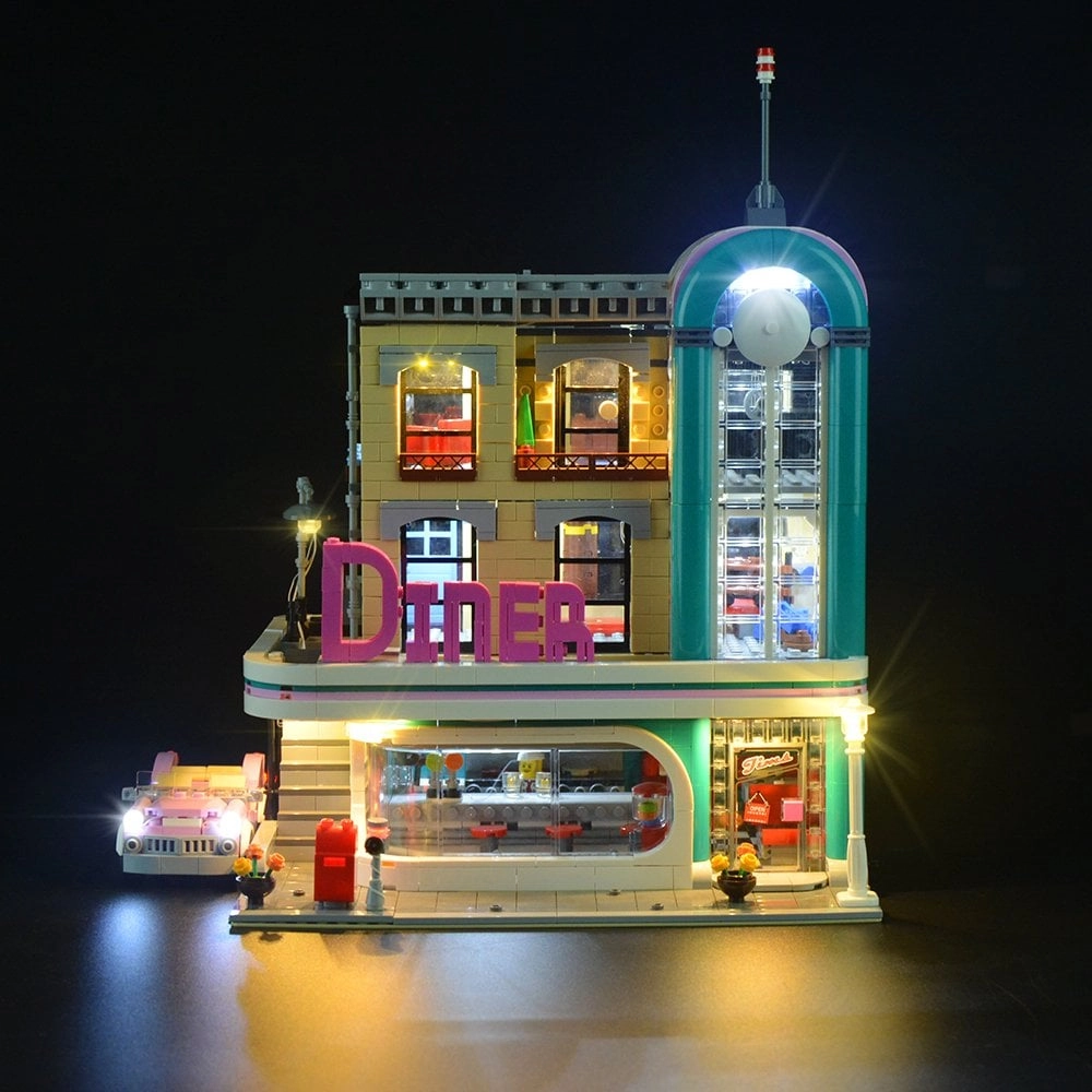 MZA STORES Light Set for Creator Expert The Downtown Diner - Led Light kit Compatible with Lego 10260 (NOT Included The Model)