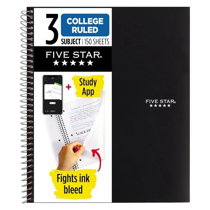 3 Subject Notebook Spiral - Lined 150 Sheets
