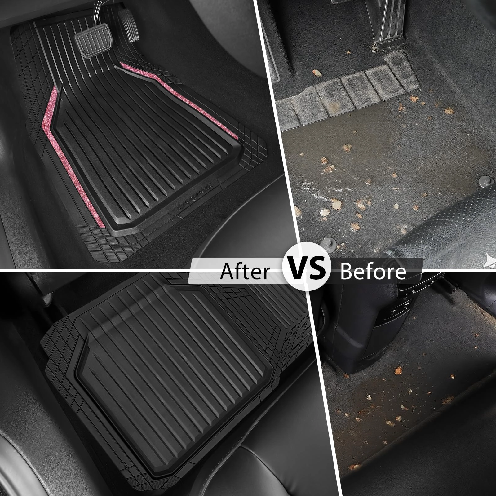 Rubber Floor Mats - Pink Universal Fit 3.0 Count