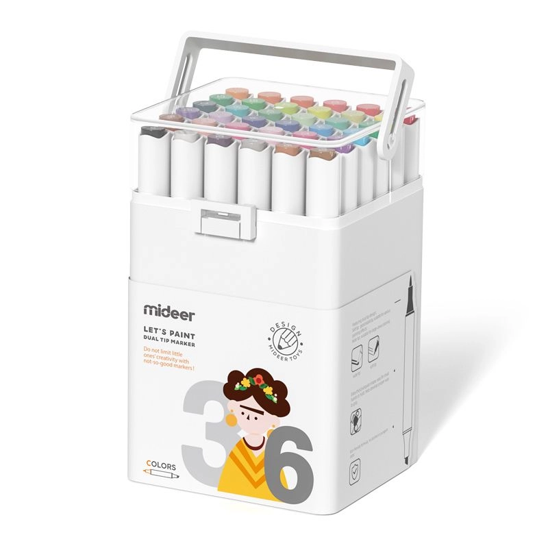 MIDEER Dual Tip Markers - Multi Colour broad chisel and fine pointnibs