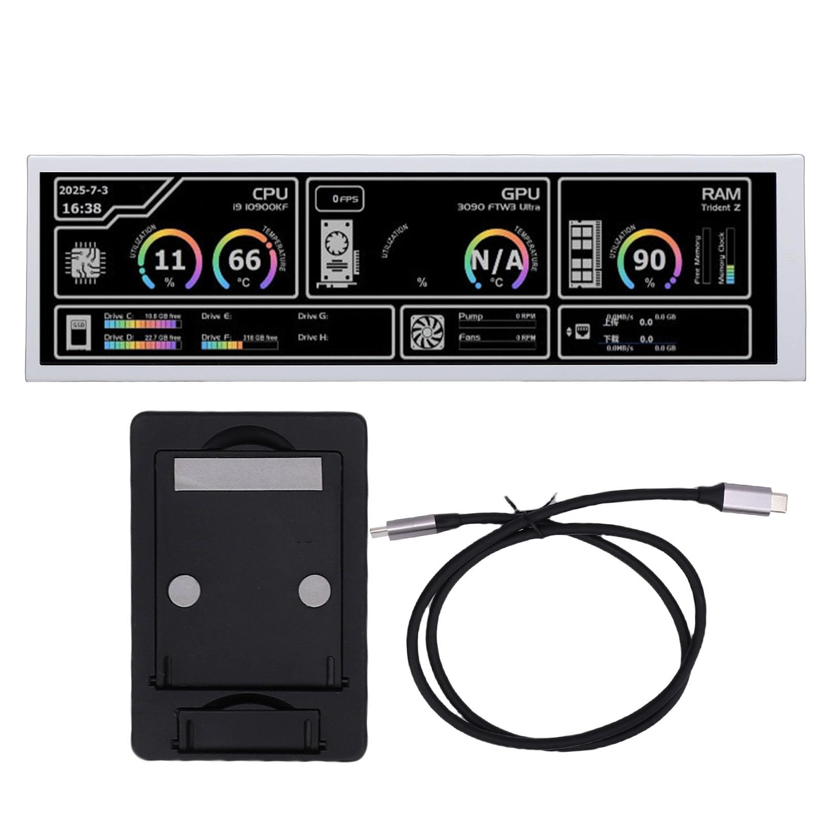 PC Temperature Display - Velaursyh9r6vi1md 8.8 Inch 1920x480