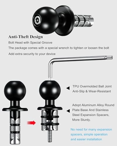 Fork Stem Mount Base - 1'' TPU Ball 12mm to 25.4mm