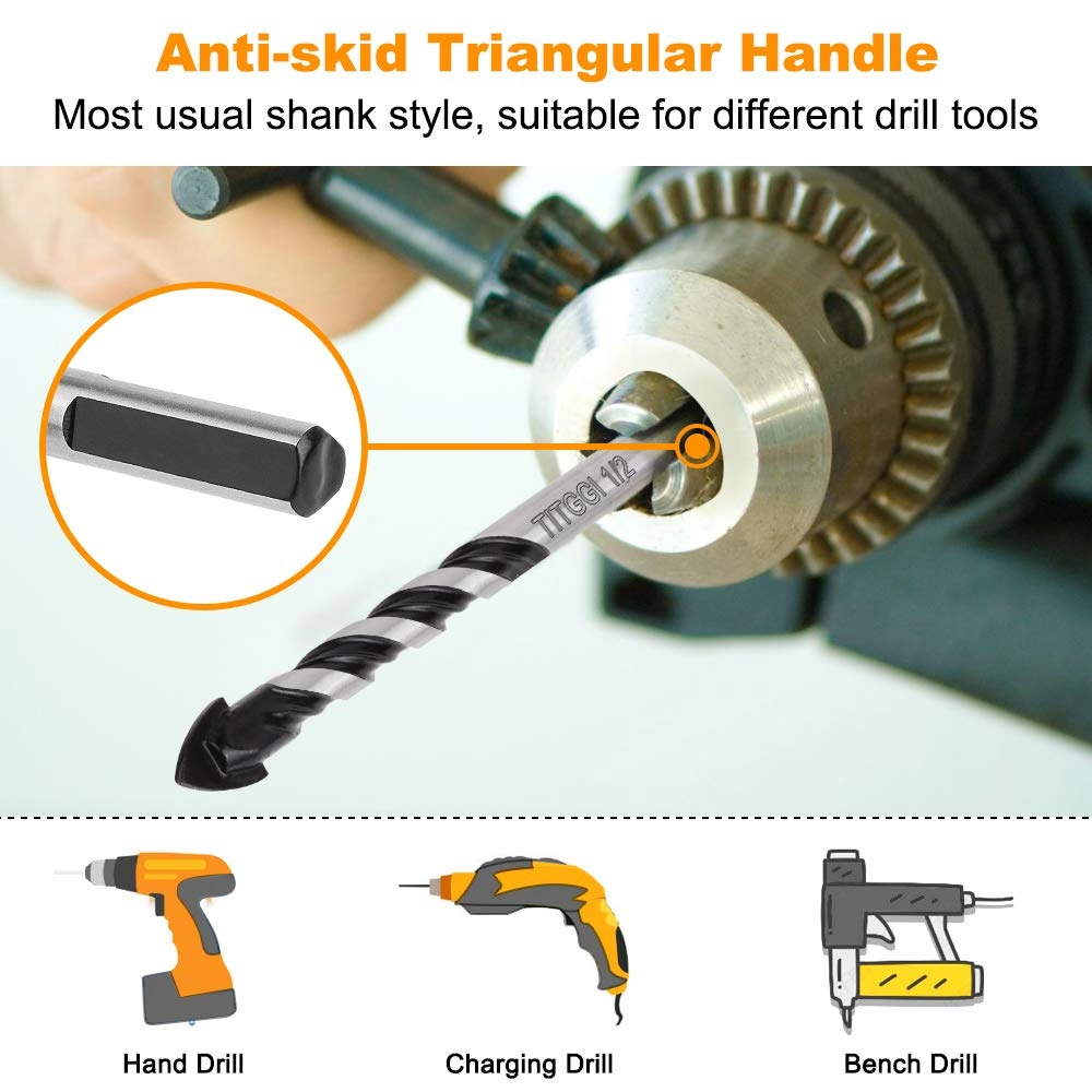 Concrete & Masonry Professional Drill Bit Set - tungsten carbide 5PCS 1/4" 5/16" 3/8" 1/2"