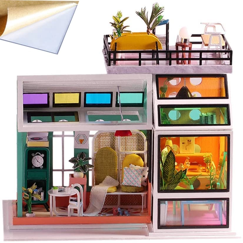 Miniature Dollhouse Kit - Mechanical Aesthetic Design 27.48 x 22.48 x 29.18 cm