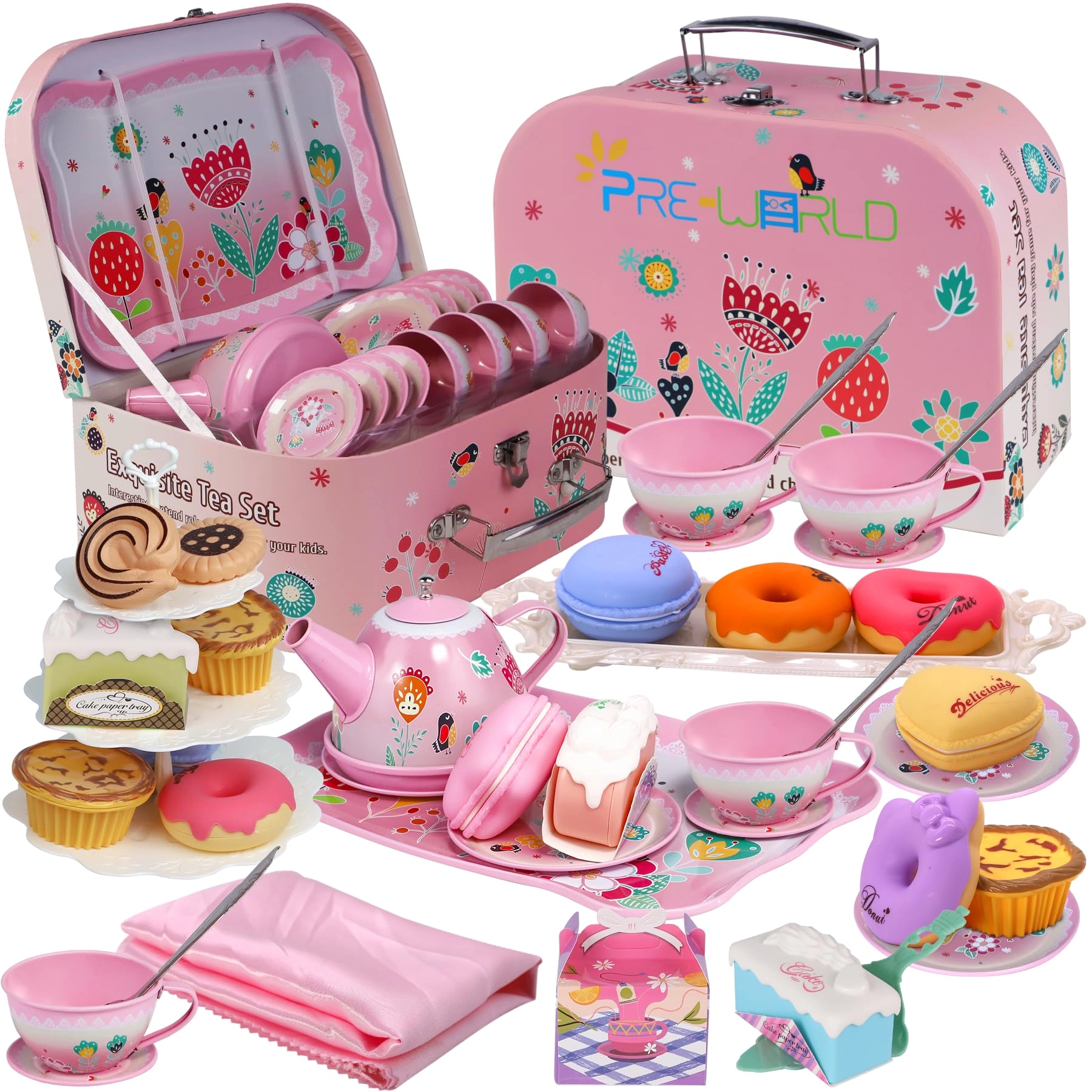 PRE-WORLD Tea Party Set for Little Girls - 45 pcs