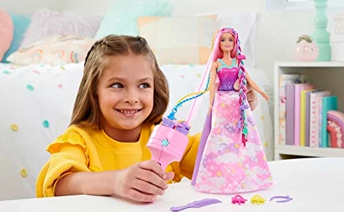 Barbie Dreamtopia Fantasy Braid Twist N Style Rainbow Hair Doll Playset - Twisting Tool Styling Accessories Ages 3+