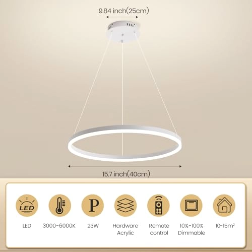 Single Ring LED Chandelier - 3000K-6000K Dimmable