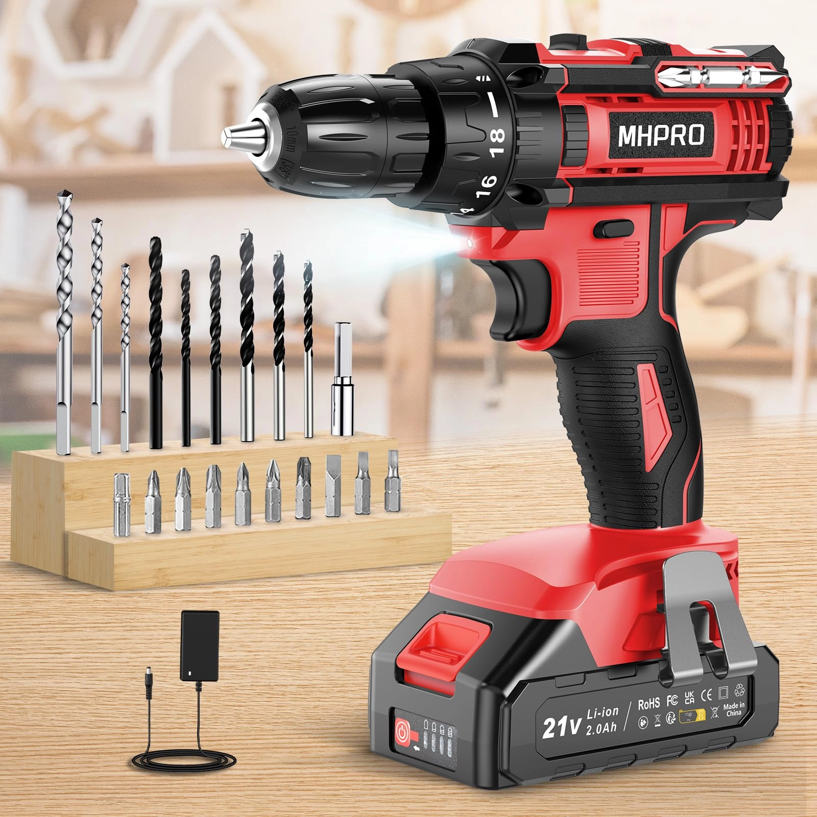 MHPRO Cordless Drill - 2000mAh